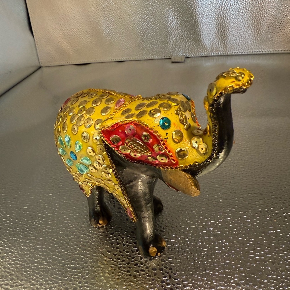 Vibrant Gem-Studded Elephant Sculpture